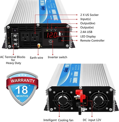 3000W zuivere de Machtsomschakelaar DC12V van de Sinusgolf aan AC120V met Afstandsbediening