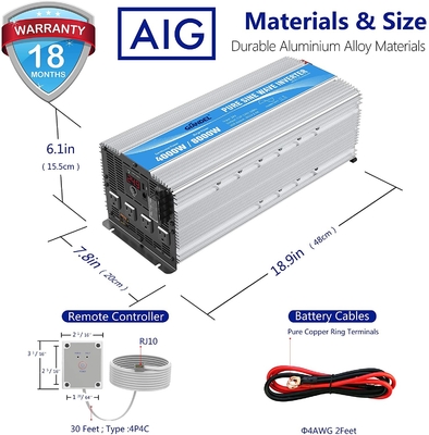 De Golfomschakelaar 1.5Amps van de Giandel4000w 24V Zuivere Sinus met Vier AC Afzet