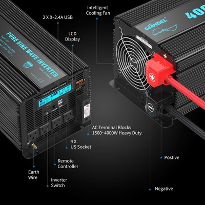 DC24V hybride Zonne van de de Sinusgolf van Omschakelaarsgiandel 4000W Op zwaar werk berekende Zuivere de Machtsomschakelaar